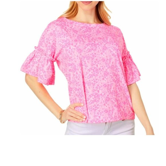 Lilly Pulitzer Ziva Top Pink Shandy Invest a Gator Women’s Size Medium - Picture 1 of 4